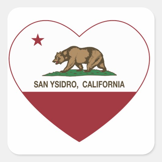 California Fahne san ysidro Herz Quadratischer Aufkleber (Vorderseite)