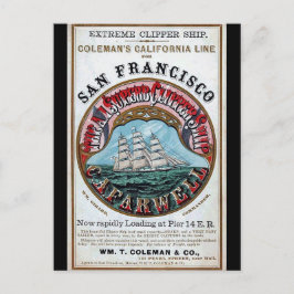 California Farwell Clipper Segelschiff 1900 Postkarte