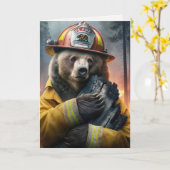 California Firefighter Bär für Danke Karte (Gelbe Blume)