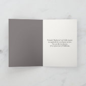 California Firefighter Bär für Danke Karte (Innenseite)