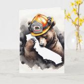 California Firefighter Bär für Danke Karte (Gelbe Blume)