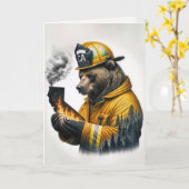 California Firefighter Bär für Danke Karte (Gelbe Blume)