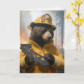 California Firefighter Bär Vielen Dank Karte (Gelbe Blume)