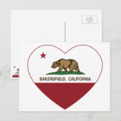 California Flag Bakfield Herz Postkarte (Vorne/Hinten)