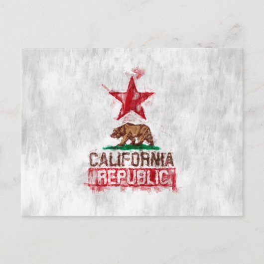 California Flag Bär im Painterly Style Postkarte (Vorderseite)