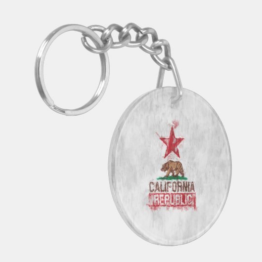 California Flag Bär im Painterly Style Schlüsselanhänger (Vorderseite links)