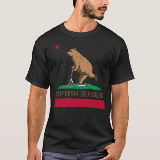 California Flag Bear Scooter Stunt Retro Scooter G T-Shirt (Vorderseite)