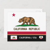 California Flag & California Staat USA/Amerika Postkarte (Vorne/Hinten)