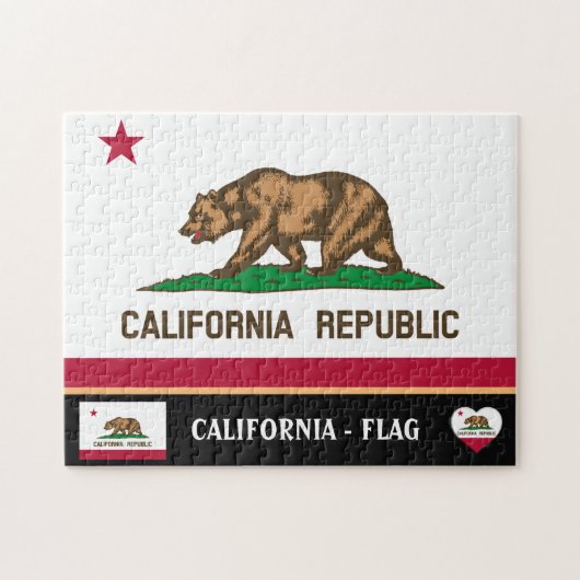 California Flag & California Staat USA/Amerika Puzzle (Horizontal)