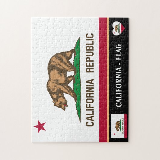 California Flag & California Staat USA/Amerika Puzzle (Vertikal)