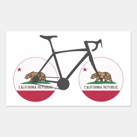 California Flag Cycling Rechteckiger Aufkleber (Vorderseite)