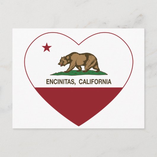 California Flag encinitas Herz Postkarte (Vorderseite)