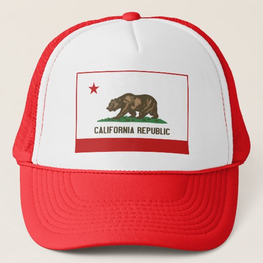 California Flag Hat Truckerkappe (Vorderseite)