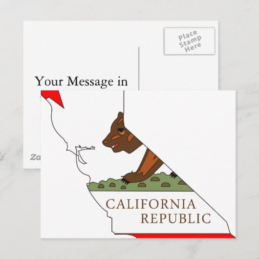 California Flag Map Postkarte (Vorne/Hinten)