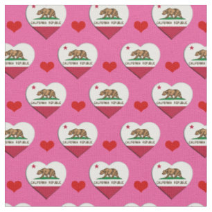 California Flag & Red Heart mode Fabric / USA Stoff