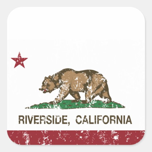 California Flag Riverside Quadratischer Aufkleber (Vorderseite)