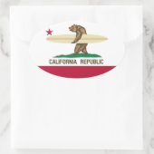California Flag Surfer Beer Oval Sticker (Tasche)