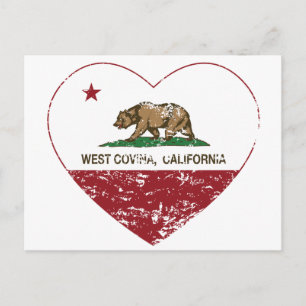 California Flag West covina Herz Not leidet Postkarte