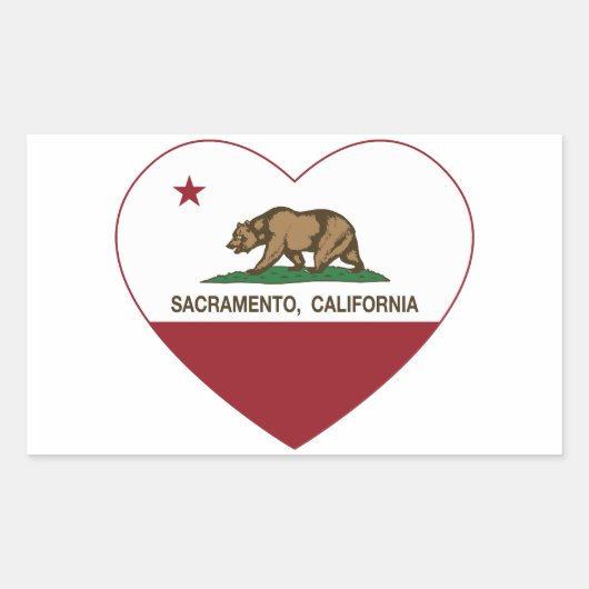 California Flagge Sacramento Herz Rechteckiger Aufkleber (Vorderseite)