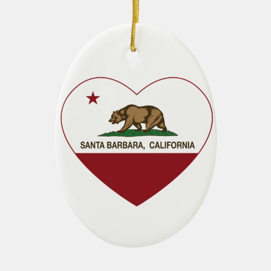 California Flagge santa barbara Herz Keramik Ornament (Vorne)