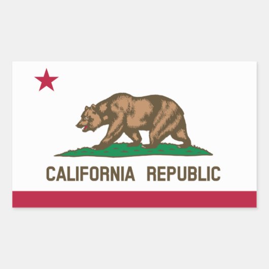 California* FlaggenaufkleberDrapeau de Californ Rechteckiger Aufkleber (Vorderseite)