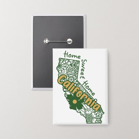 California Floral Doodles Button (Vorderseite/Rückseite)