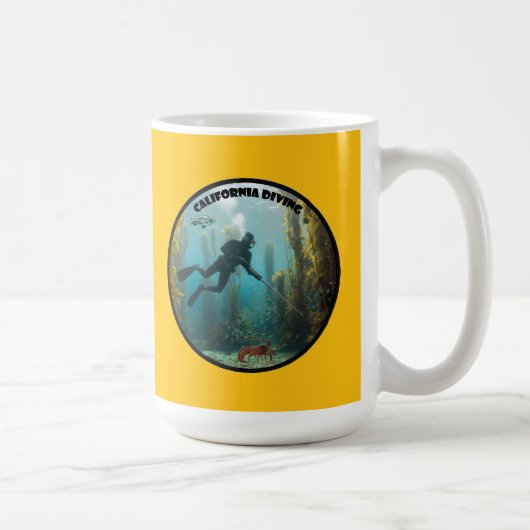 California Freediving Diver with Fish and Kelp URM Kaffeetasse (Rechts)