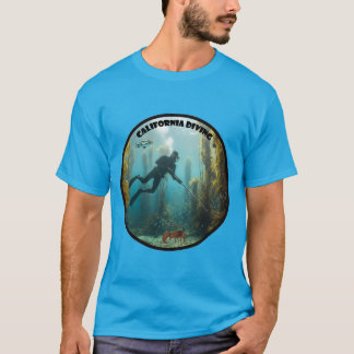 California Freediving Diver with Kelp and Fish URM T-Shirt
