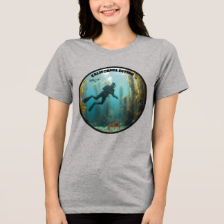 California Freediving Diver with Kelp and Fish URM Tri-Blend Shirt