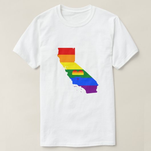 California Gay Pride Rainbow Flag Herz GLBTQ T-Shirt (Design vorne)