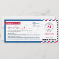 California & Germany Airmail Boarding Pass Wedding