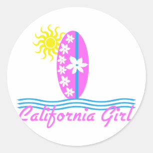 California Girl Pink Surfboard W/Sun Runder Aufkleber