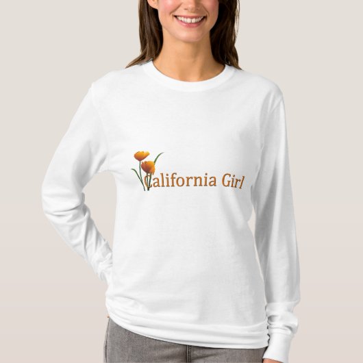 California Girl Poppies Ladys LS T T-Shirt (Vorderseite)