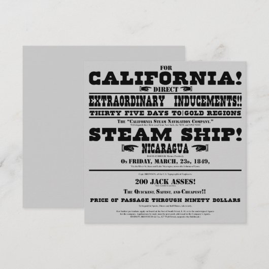 California Gold Rush Handbill (Vorne/Hinten)
