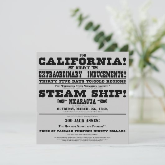 California Gold Rush Handbill (Stehend Vorderseite)