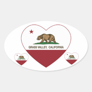 California-Grasland-Herz Ovaler Aufkleber