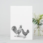 California Gray Rooster und Hen Briefpapier (Stehend Vorderseite)