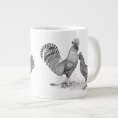 California Gray Rooster und Hen Jumbo-Tasse (Vorderseite Rechts)