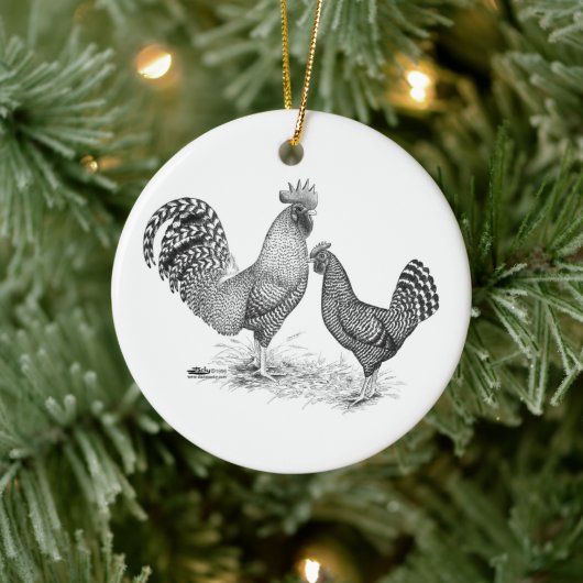 California Gray Rooster und Hen Keramik Ornament (Baum)