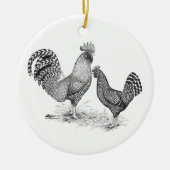 California Gray Rooster und Hen Keramik Ornament (Vorne)