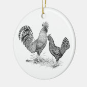 California Gray Rooster und Hen Keramik Ornament (Links)