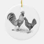 California Gray Rooster und Hen Keramik Ornament (Hinten)