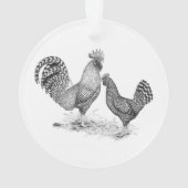 California Gray Rooster und Hen Ornament (Rückseite)