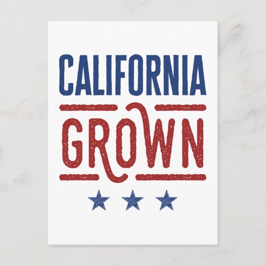 California Grown Californian Pride Native Geboren Postkarte (Vorderseite)