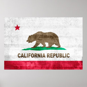 California Grunge Staat Flach Poster