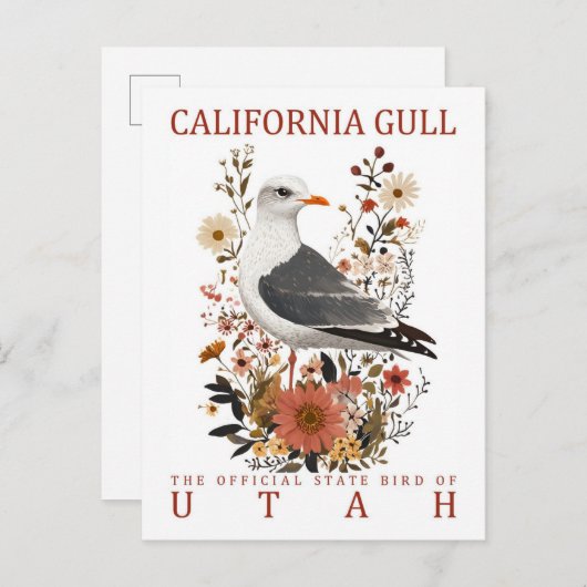 California Gull Bird of Utah Travel Postkarte (Vorne/Hinten)