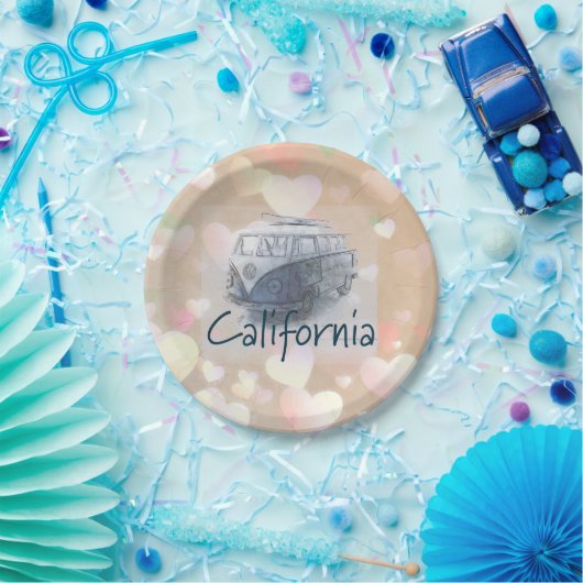 California Heart Paper Plate Pappteller (Party)