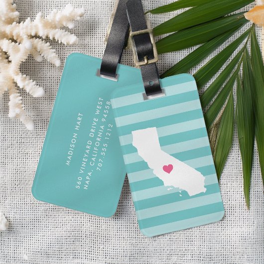 California Heart | Zuhause Staat Gepäckanhänger