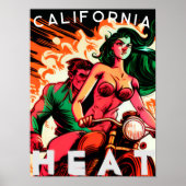 "California Heat" Motorrad Babe Poster (Vorne)