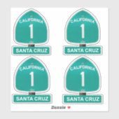 California Highway 1 Santa Cruz Aufkleber (Blatt)